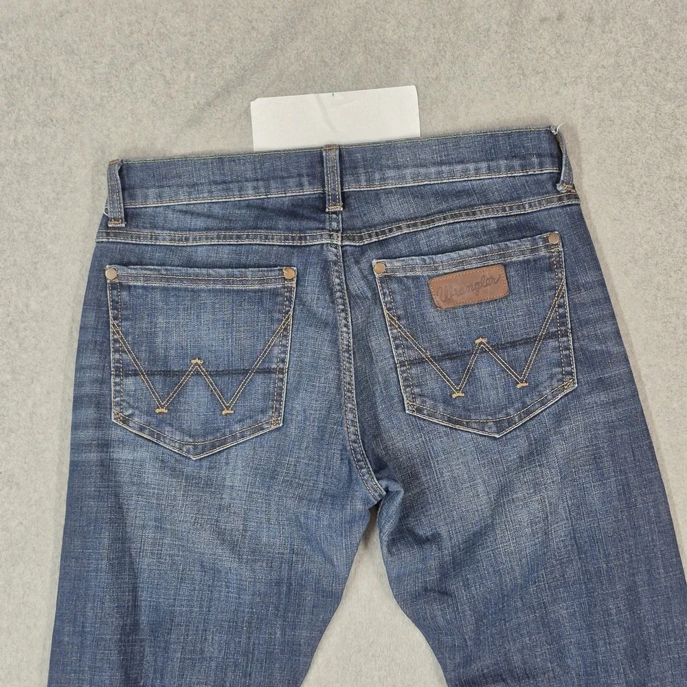 Wrangler Men Jeans Blue Denim Retro Slim Straight Western 32